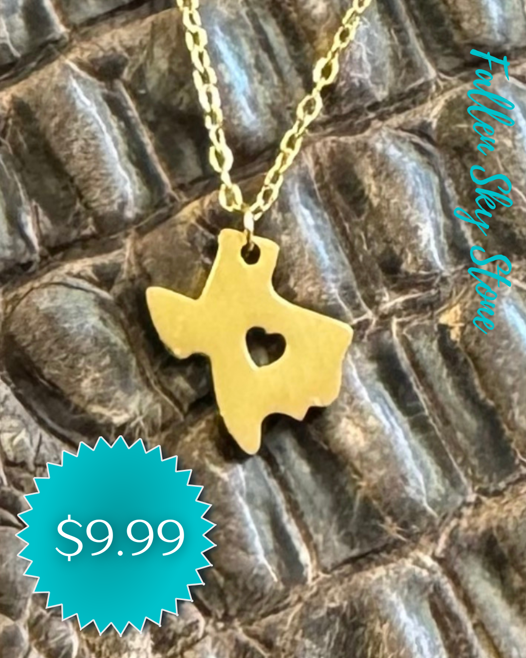 Gold-Tone Texas Heart Pendant Necklace
